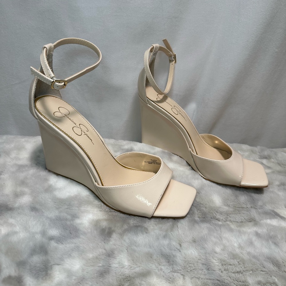 New Jessica Simpson Leehi Wedge Sandal Beige Nude Size 11 - Picture 4 of 6